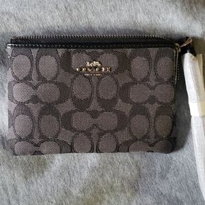 Corner zip coach wristlet